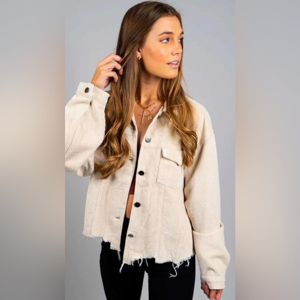12th Tribe Beige Corduroy Utility Jacket